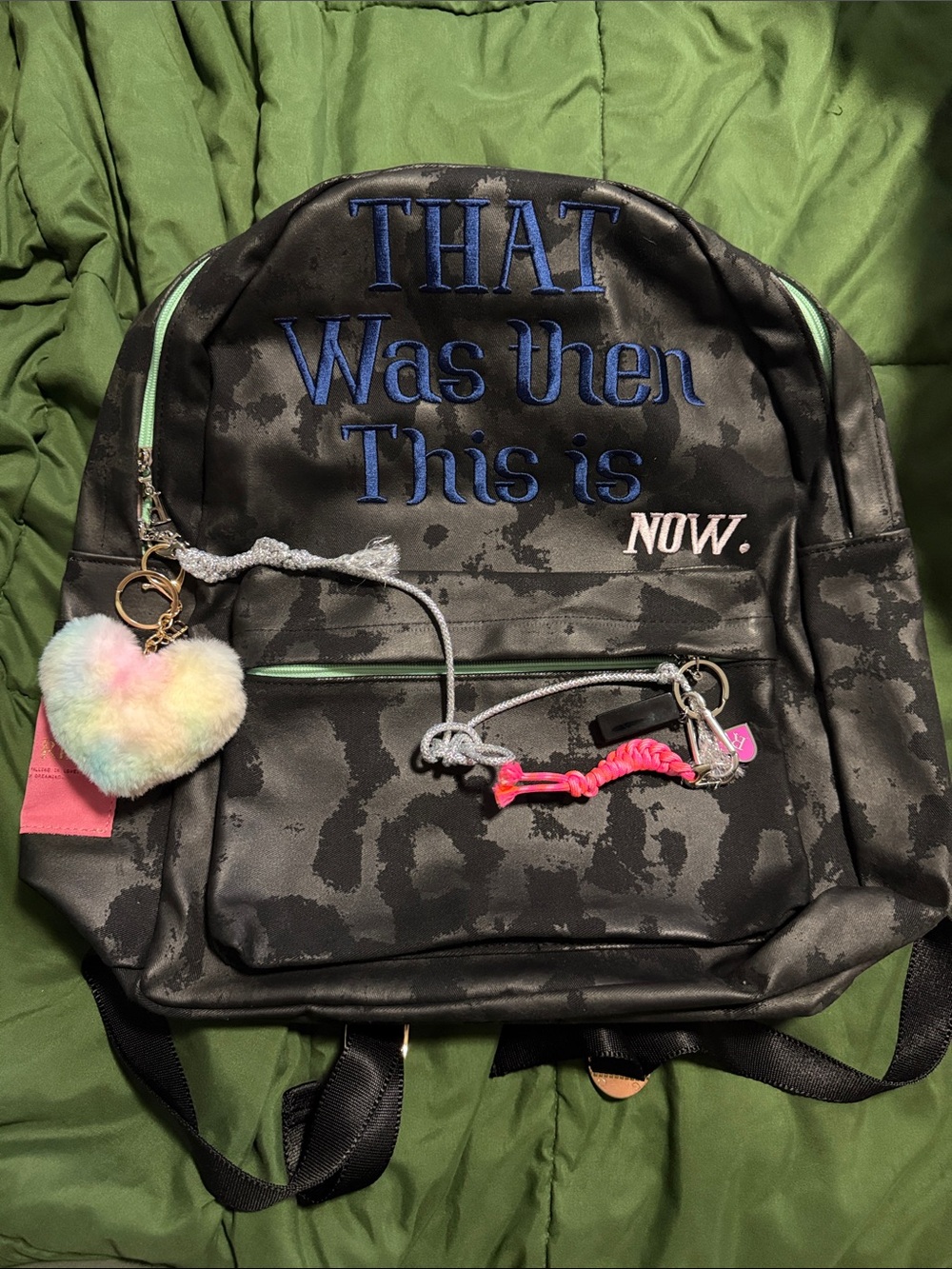 'This Is Now' Black Embroidered Backpack - Picture 2 of 5
